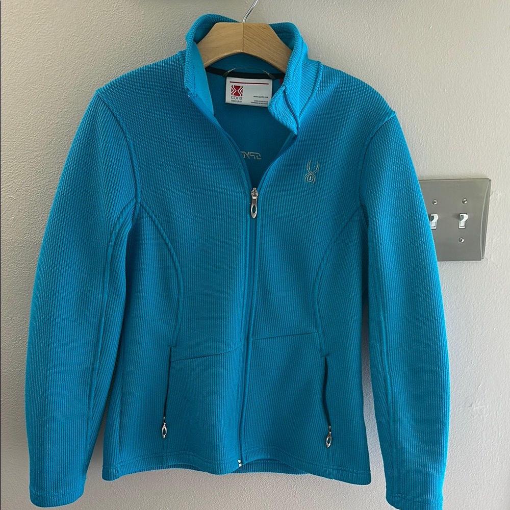 Spyder Blue Fleece Jacket Vibrant Full-Zip Design EUC